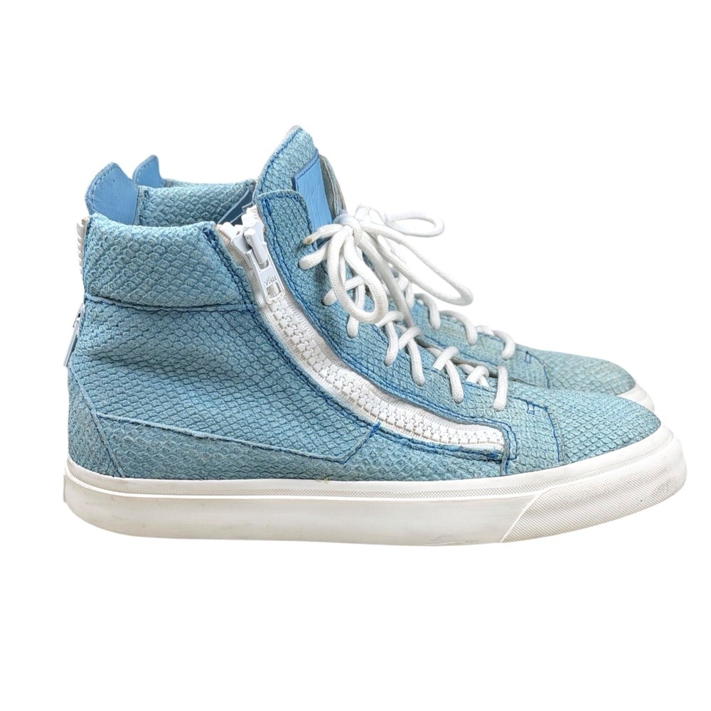 GIUSEPPE ZANOTTI  Acquario‎ Blue Snakeskin Size 39.5 US 9.5 Made In Italy